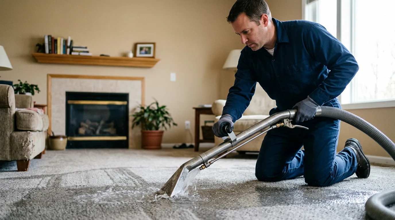 Water damage restoration technician working near Strongsville, OH